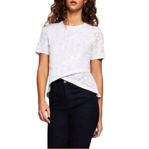 NWT $58 BCBGeneration White Floral Burnout Relaxed Fit Hi Low T-Shirt - size XS!